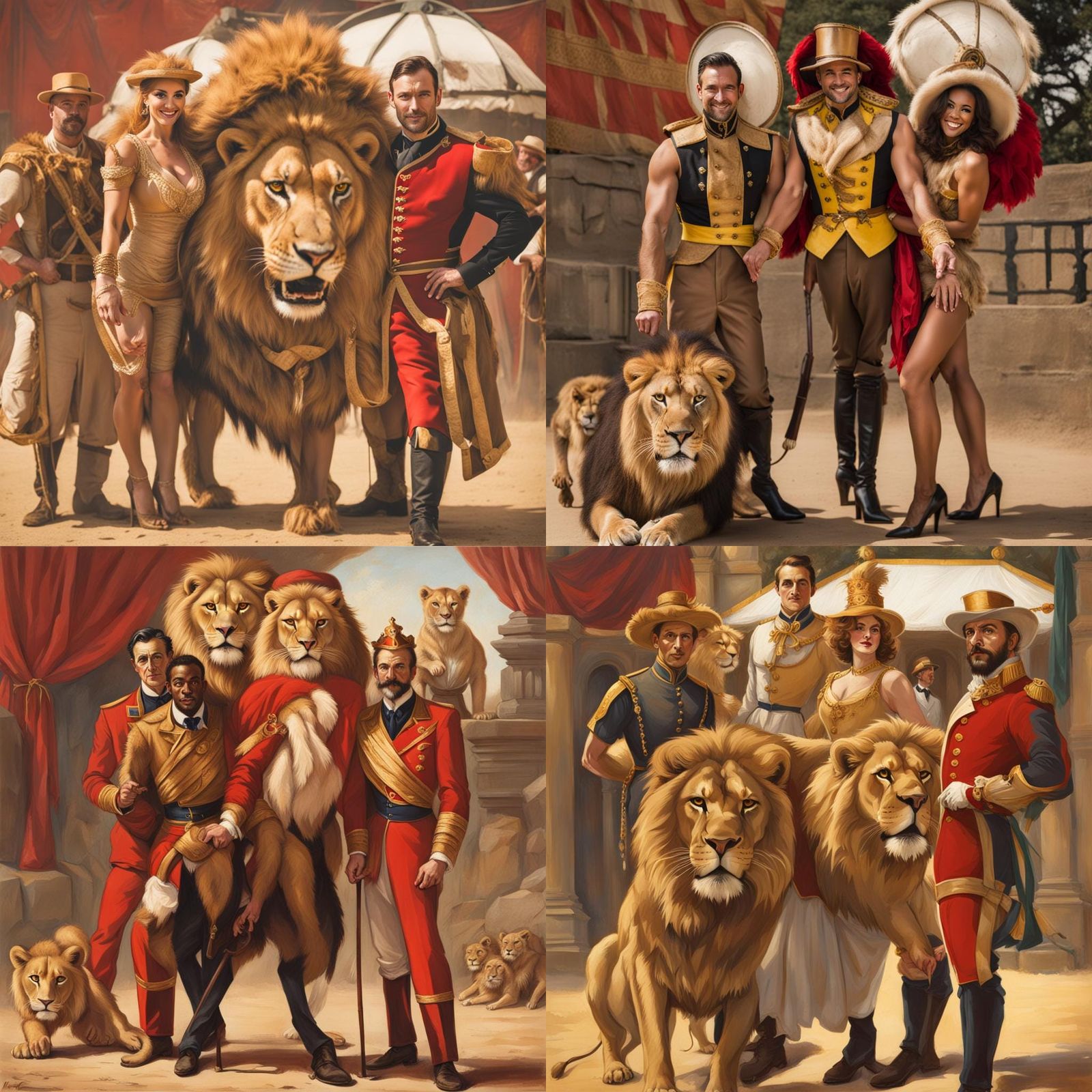 Lion Tamer with Playful Lions