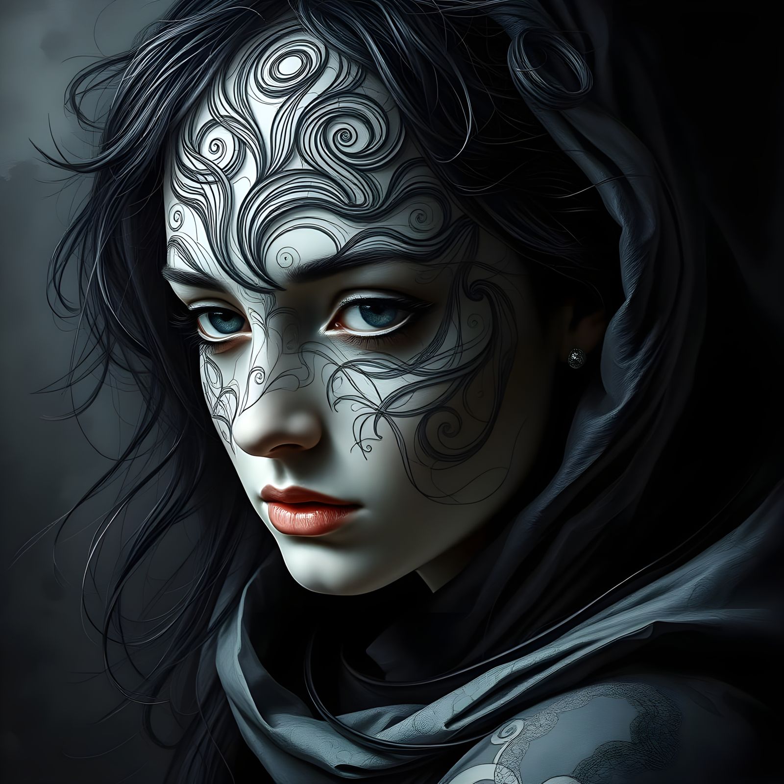 Ethereal German Gothic Portrait in Shimmering Shadows