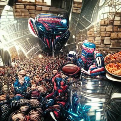 Super Bowl Party in Comic Book Art Style