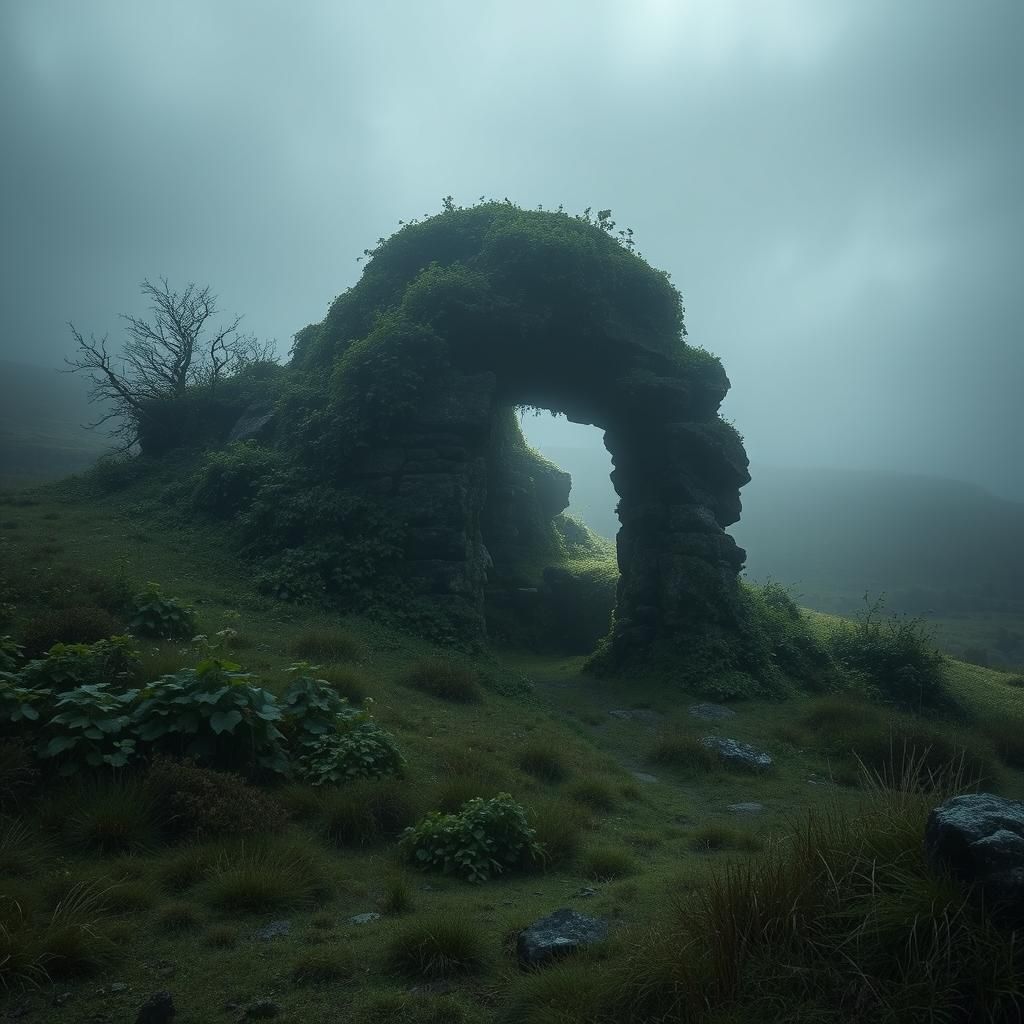 Mystical Welsh Monument in Moody, Cinematic Style