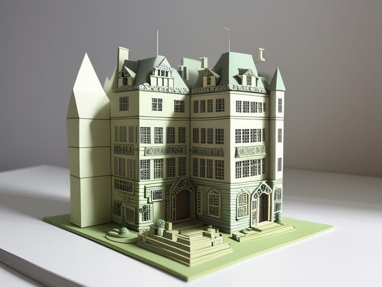 Whimsical Papercraft Character in Miniature City