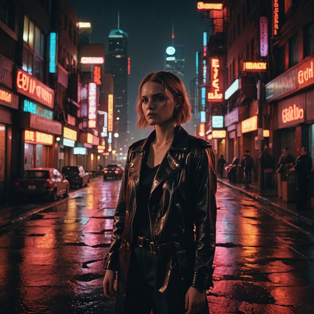 Elle Driver Film Still in Anime Noir Style