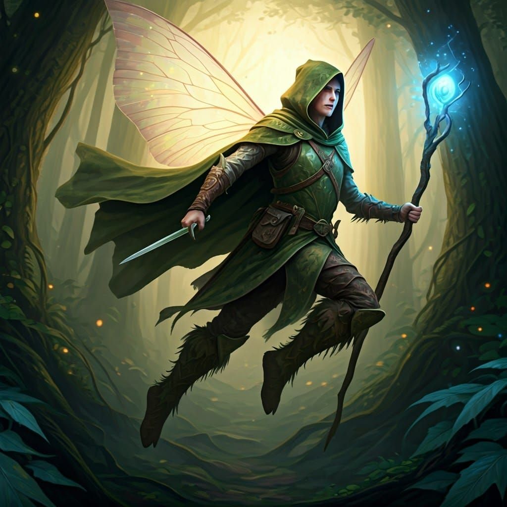 Ethereal Fairy Ranger Mid-Combat in Dreamy Forest