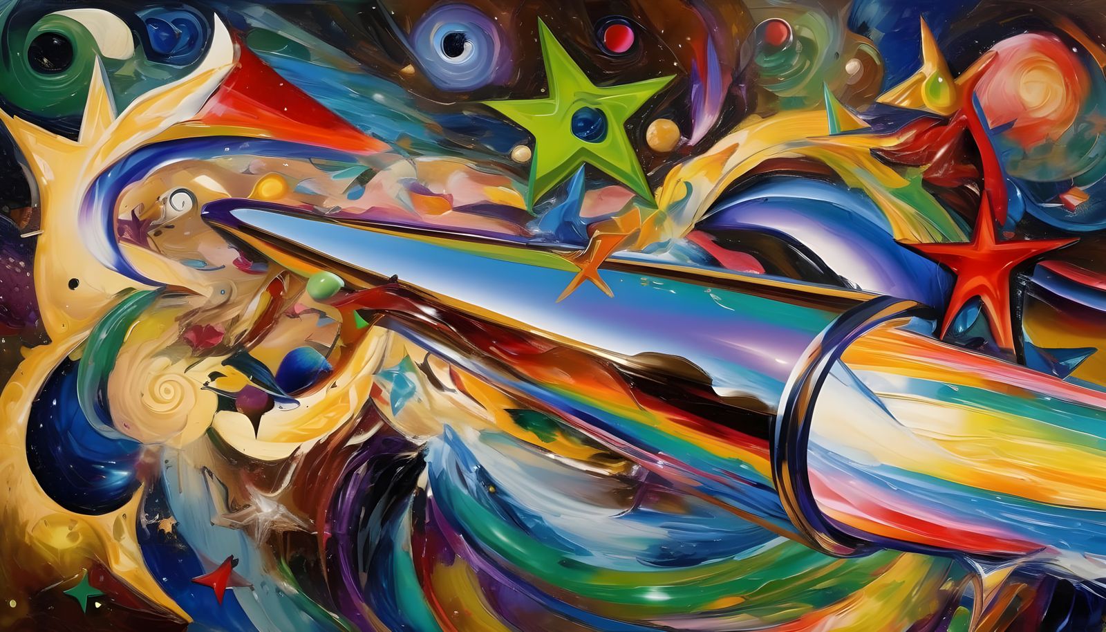 Sleek Rainbow Cylinder with Vortex and Stars