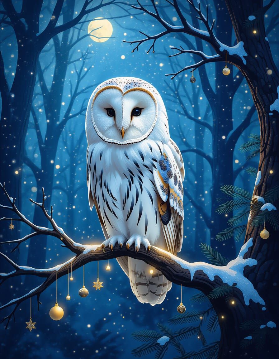 Starry Night Owl in Enchanted Forest