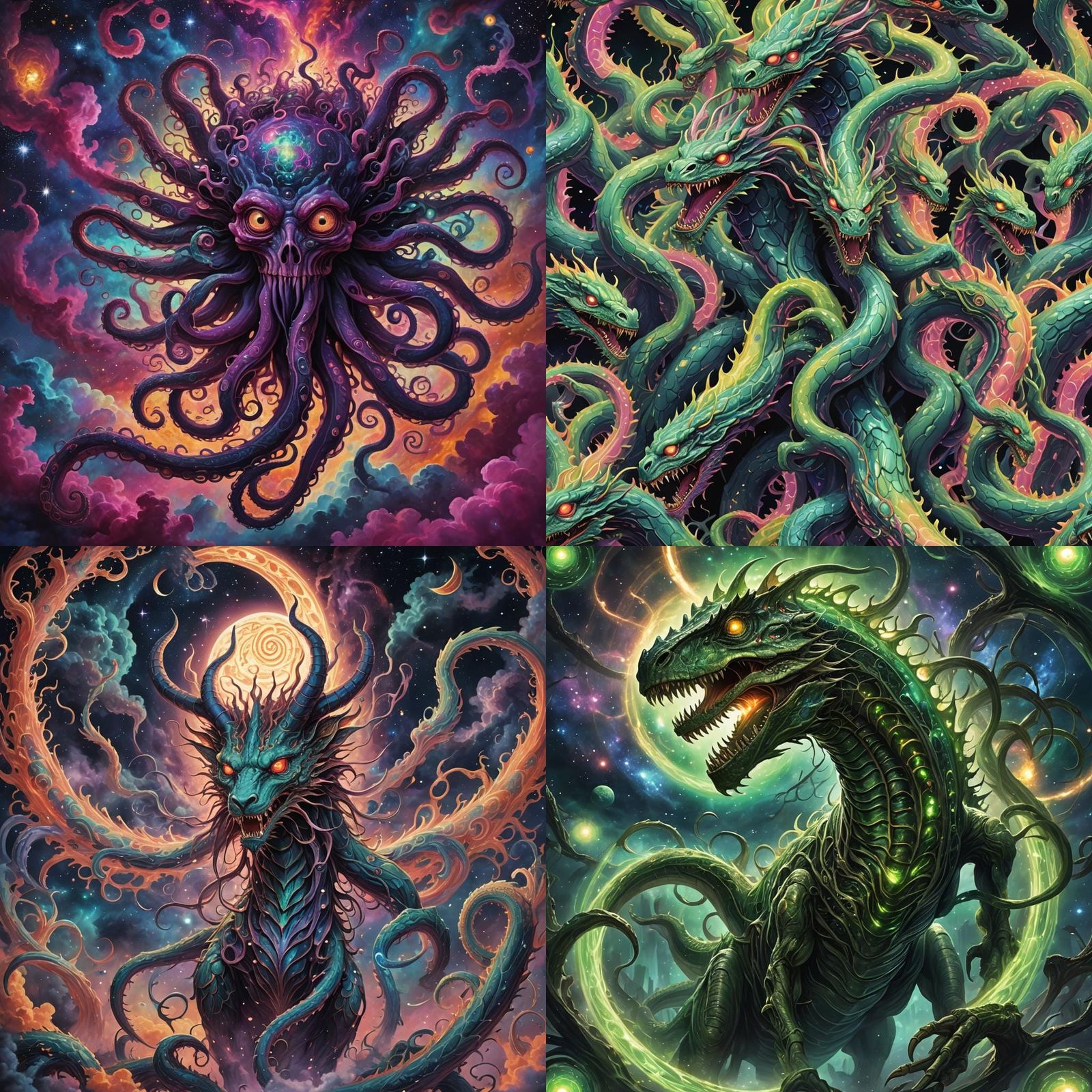 Demonic Hydra Kaiju: Cosmic Astral Illustration