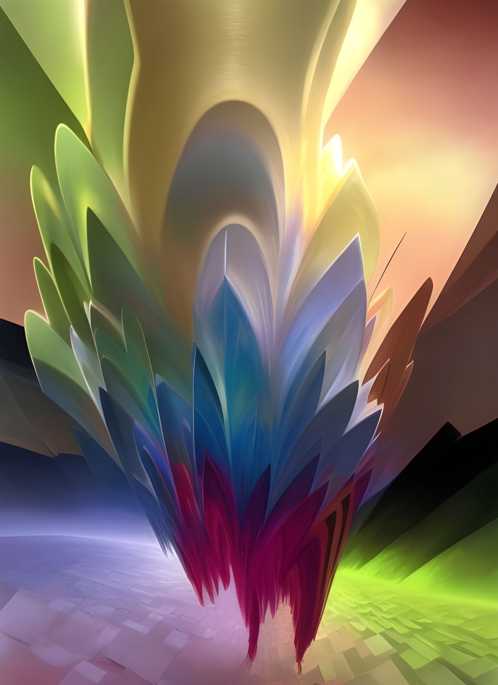 Intricate Geometric Abstract: Hyperreal Polychromatic Art