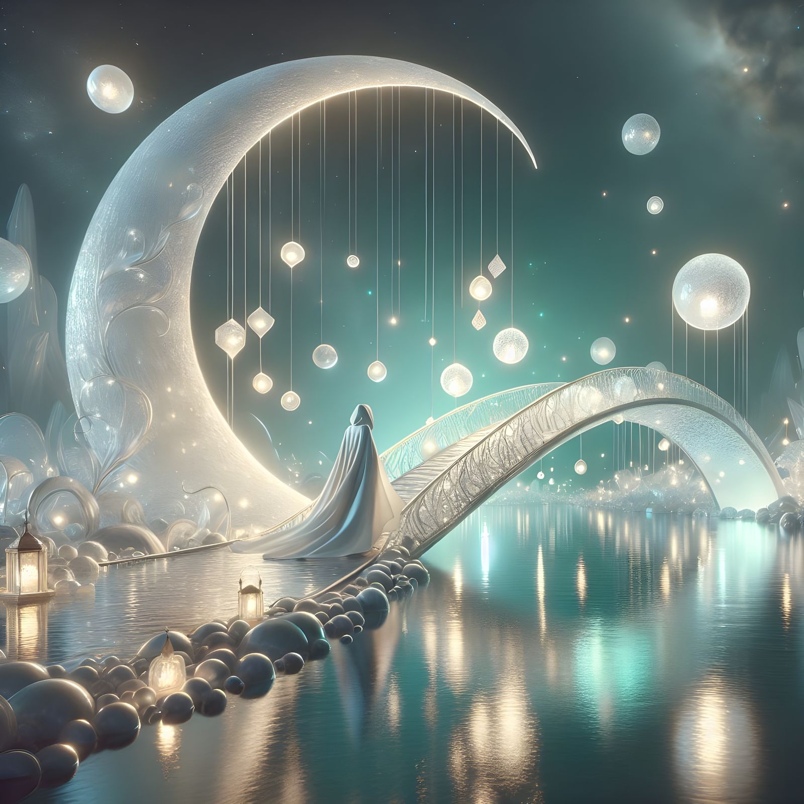 Dreamy Moonlit Bridge in Lunar Elegance