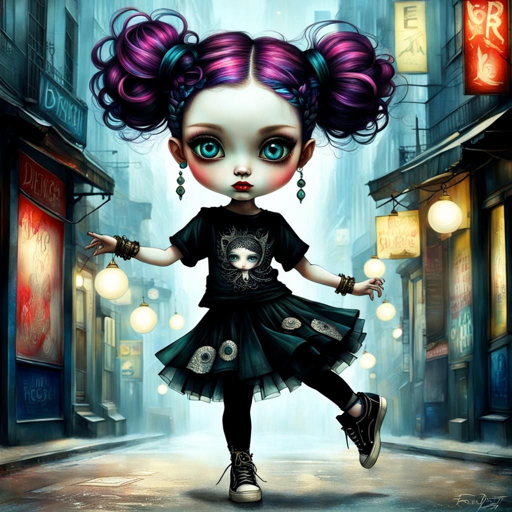 Chibi Street Dancer with Emo Hair, Digital Art