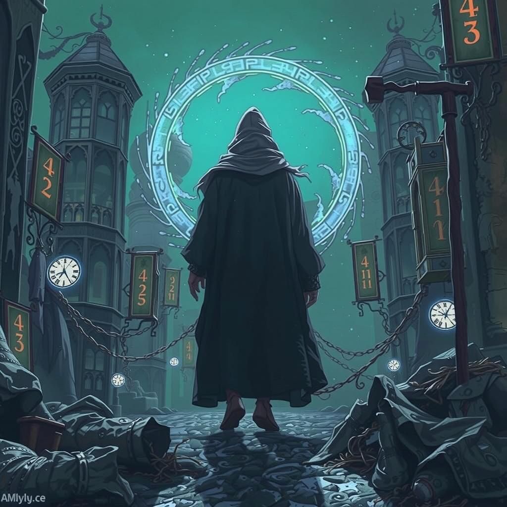 Time Wizard with Arcane Runes and Swirling Energy