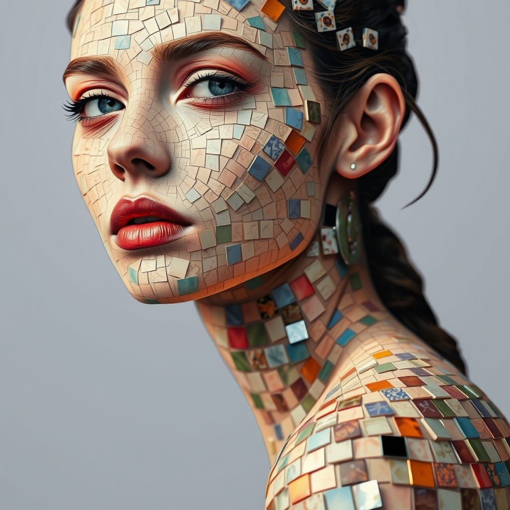 Mosaic Portrait of a Stunning Young Woman