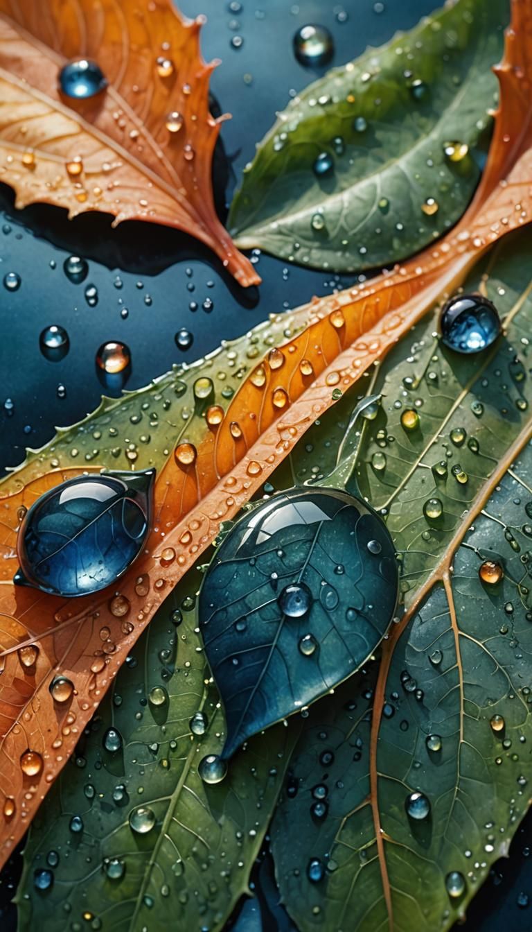 Dew Drops in Morning Light: Surreal Watercolor
