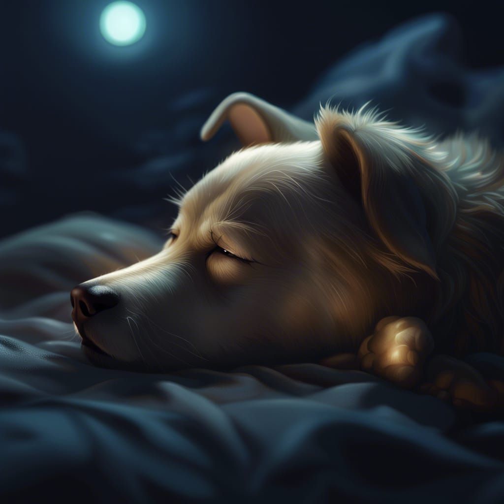 Adorable Sleeping Dog in Cinematic Digital Art