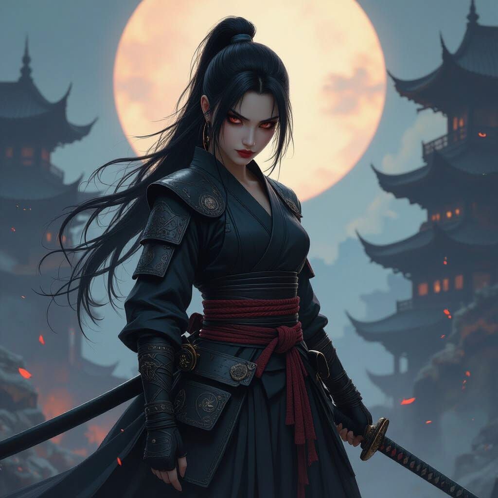 Gothic Demon Slayer in a Fantasy Matte Painting