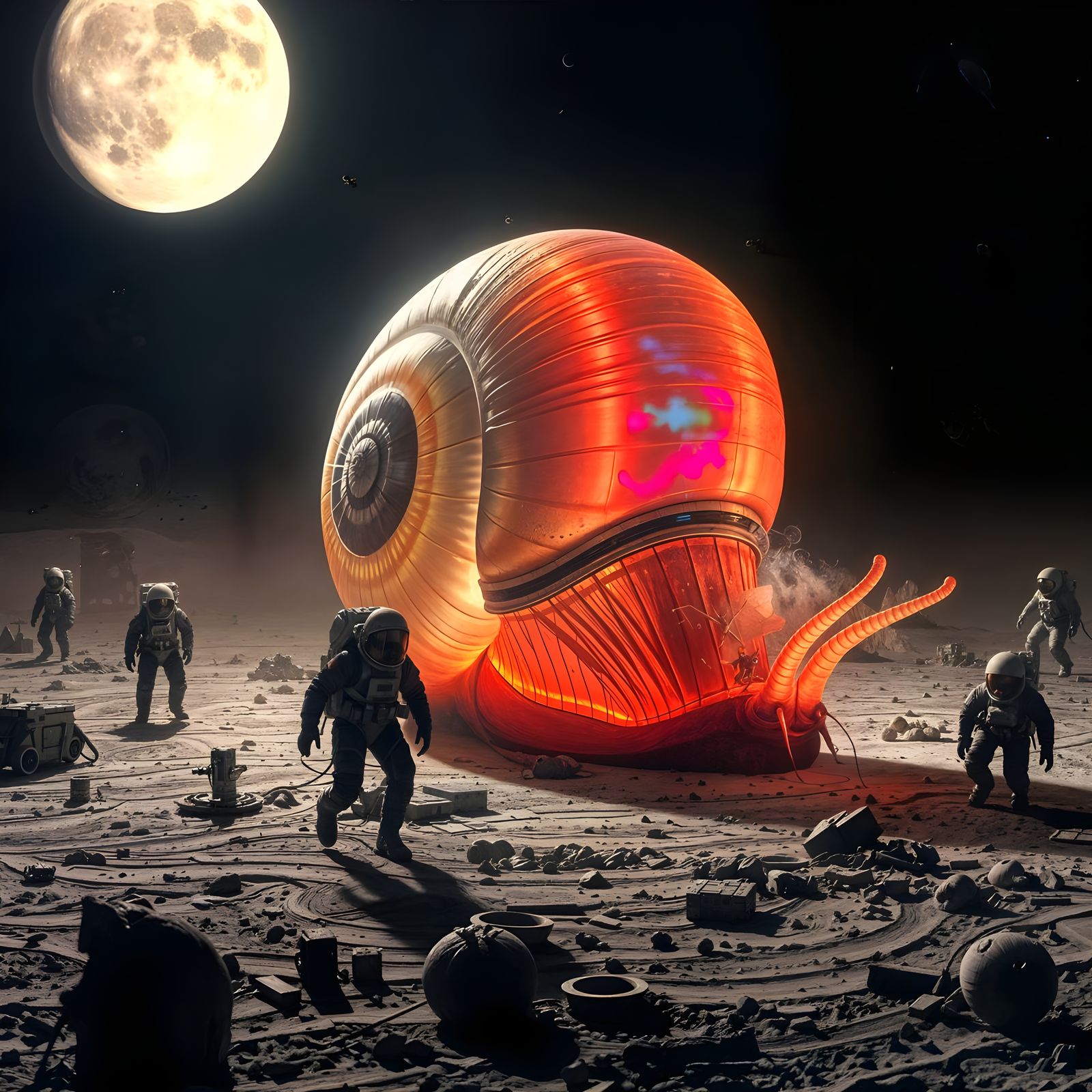 Macabre Giant Snail Eats Astronauts on Moon