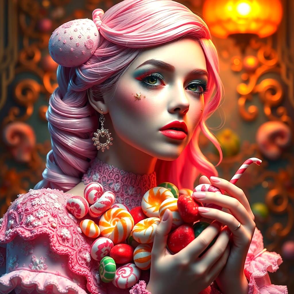 Detailed Portrait of a Woman in Art Nouveau Style