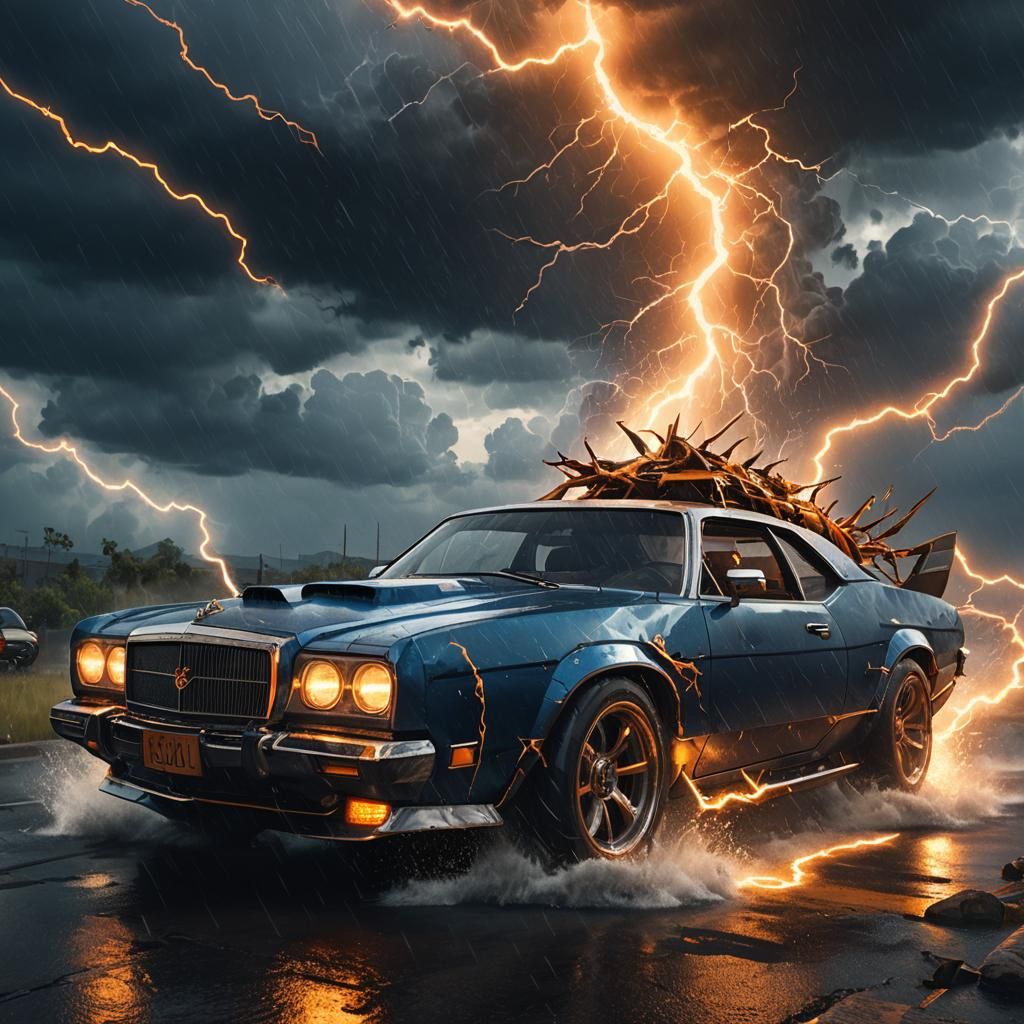 Zeus Drives a Lightning Car: Fantasy Concept Art