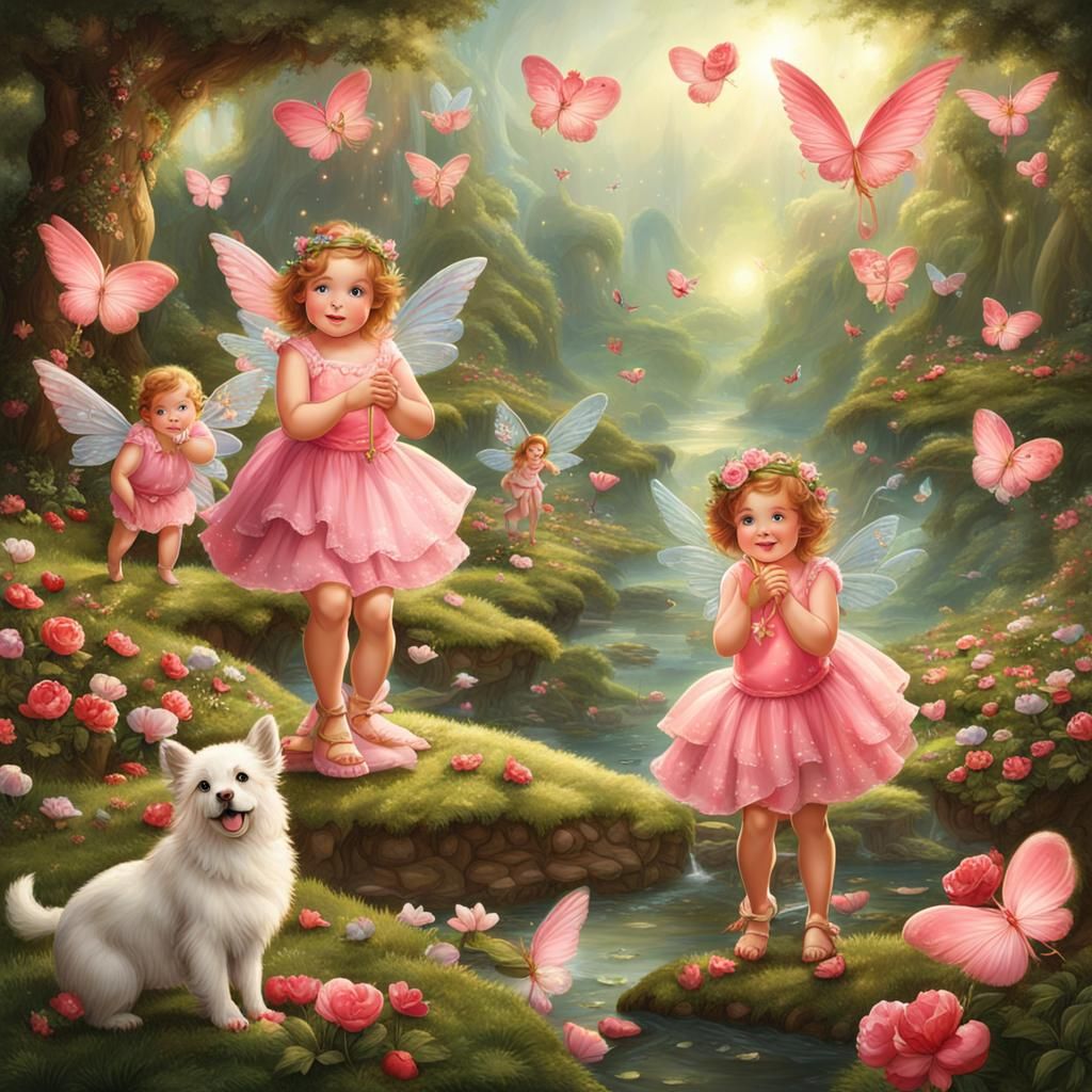 Cupids Frolic in Enchanted Fairy Land