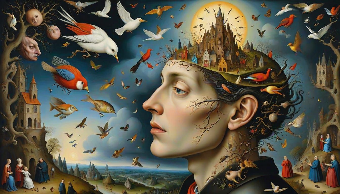 Surrealist Oil Painting of People and Stories
