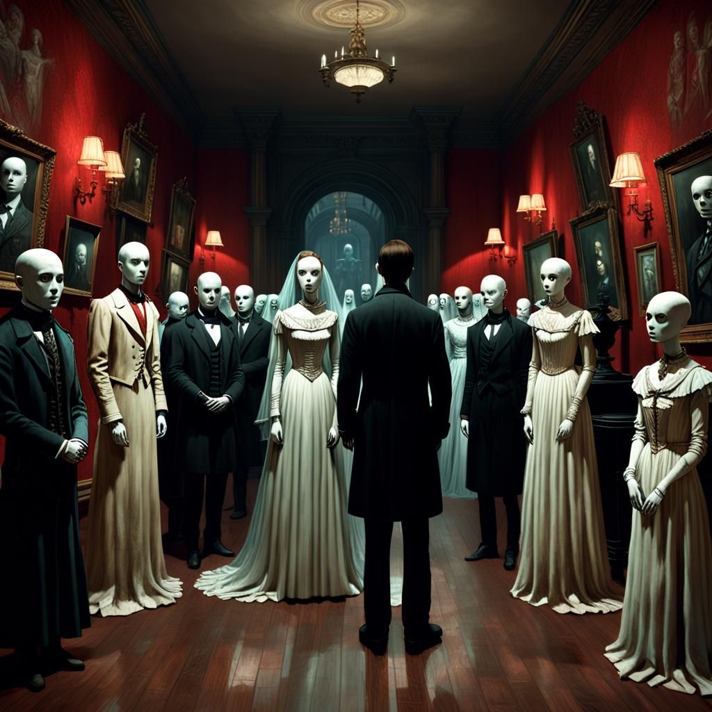 Gothic Mannequin Room with Ghost, Grimshaw Style