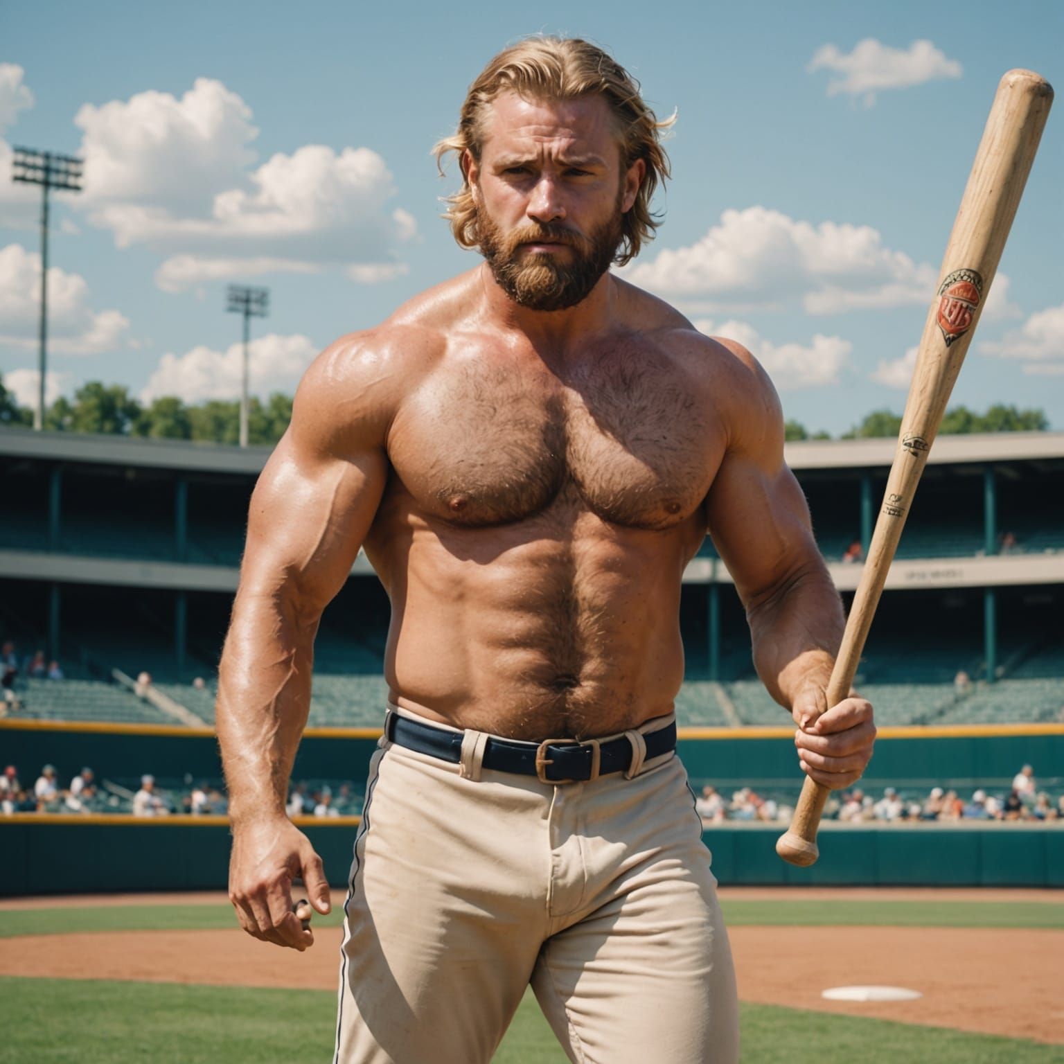 Muscular Athlete at the Baseball Field