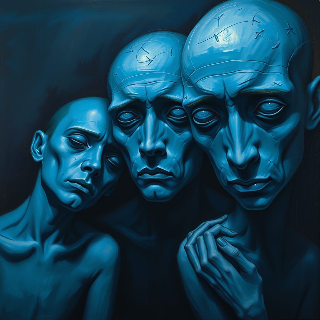 Mysterious, Blue-Skinned Beings in a Haunting, Atmospheric S...