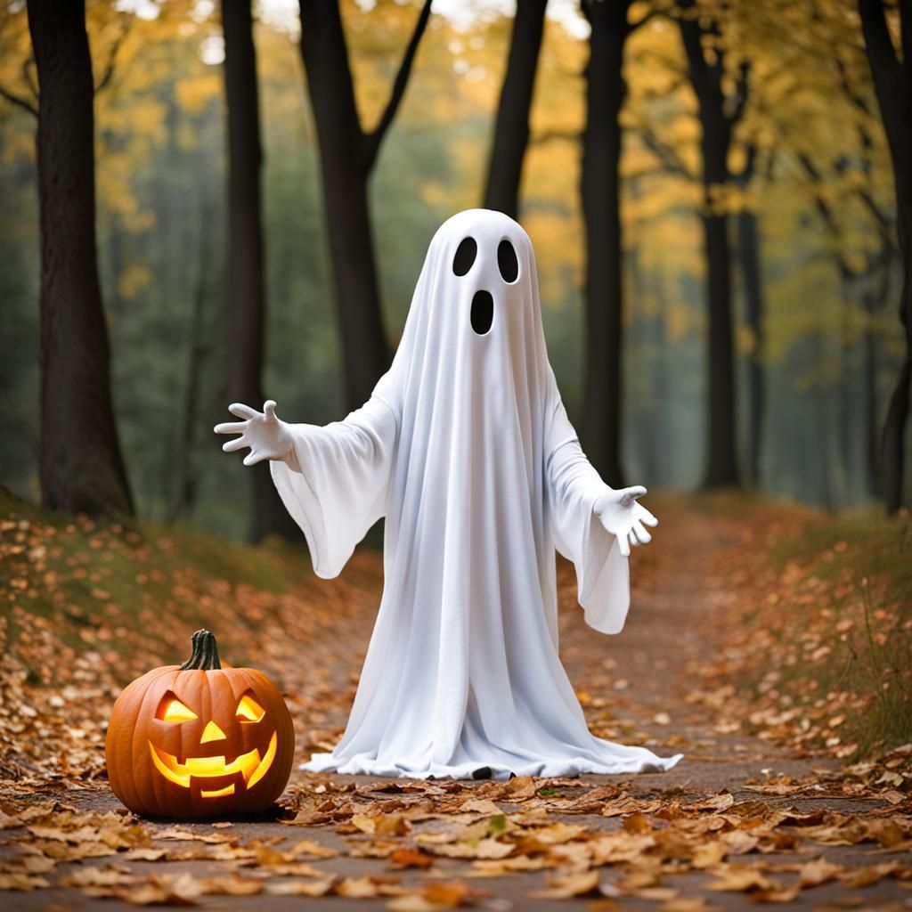 Playful Ghost Exclaims "Boo!"