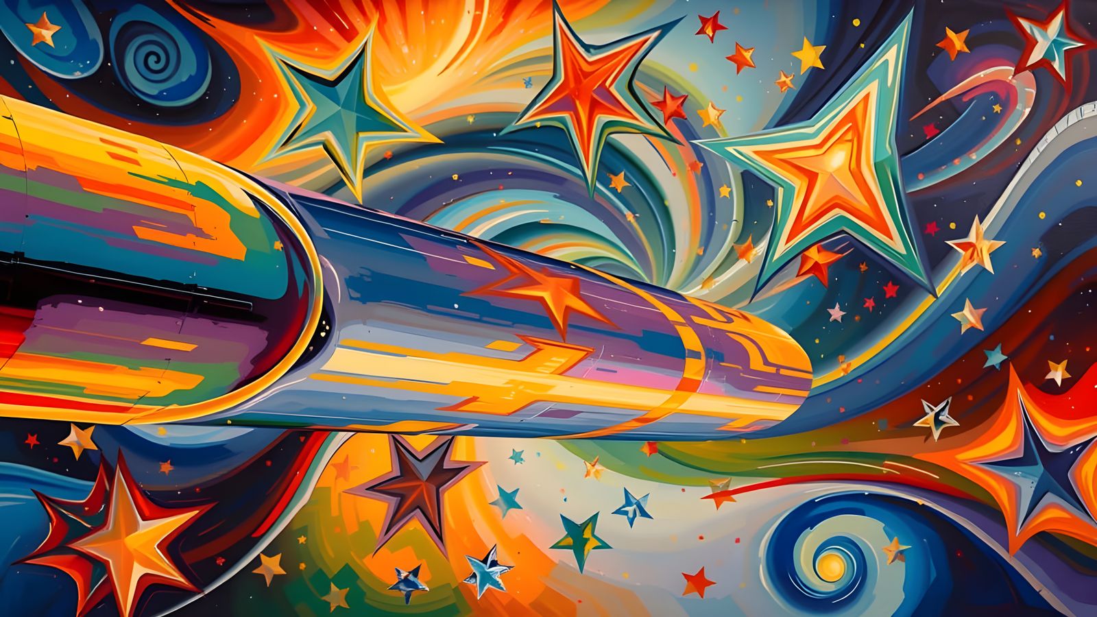 Surreal Space Odyssey in Vibrant Oil Painting Style