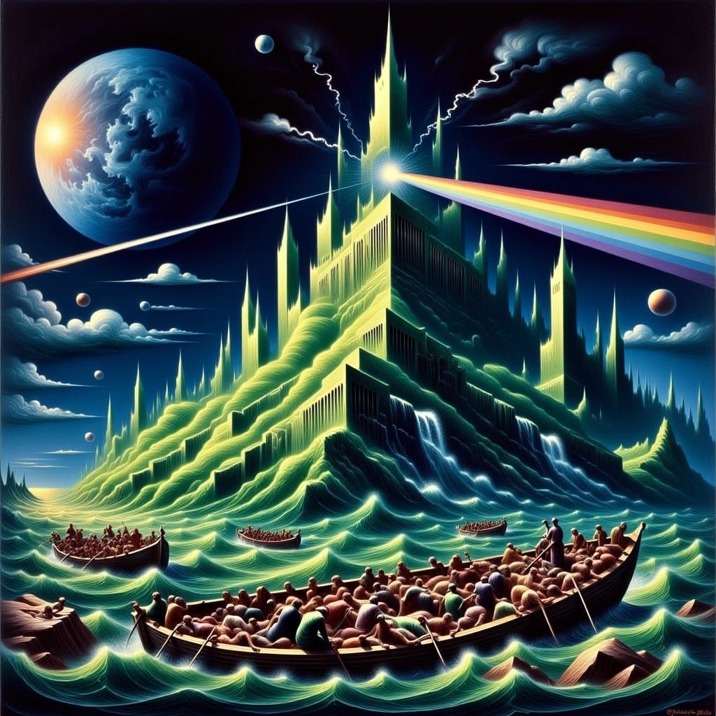 Surreal Emerald City in Underground Comix Style