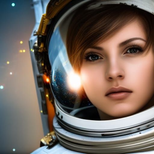 Stunning Female Astronaut Portrait in Hyperrealistic Style