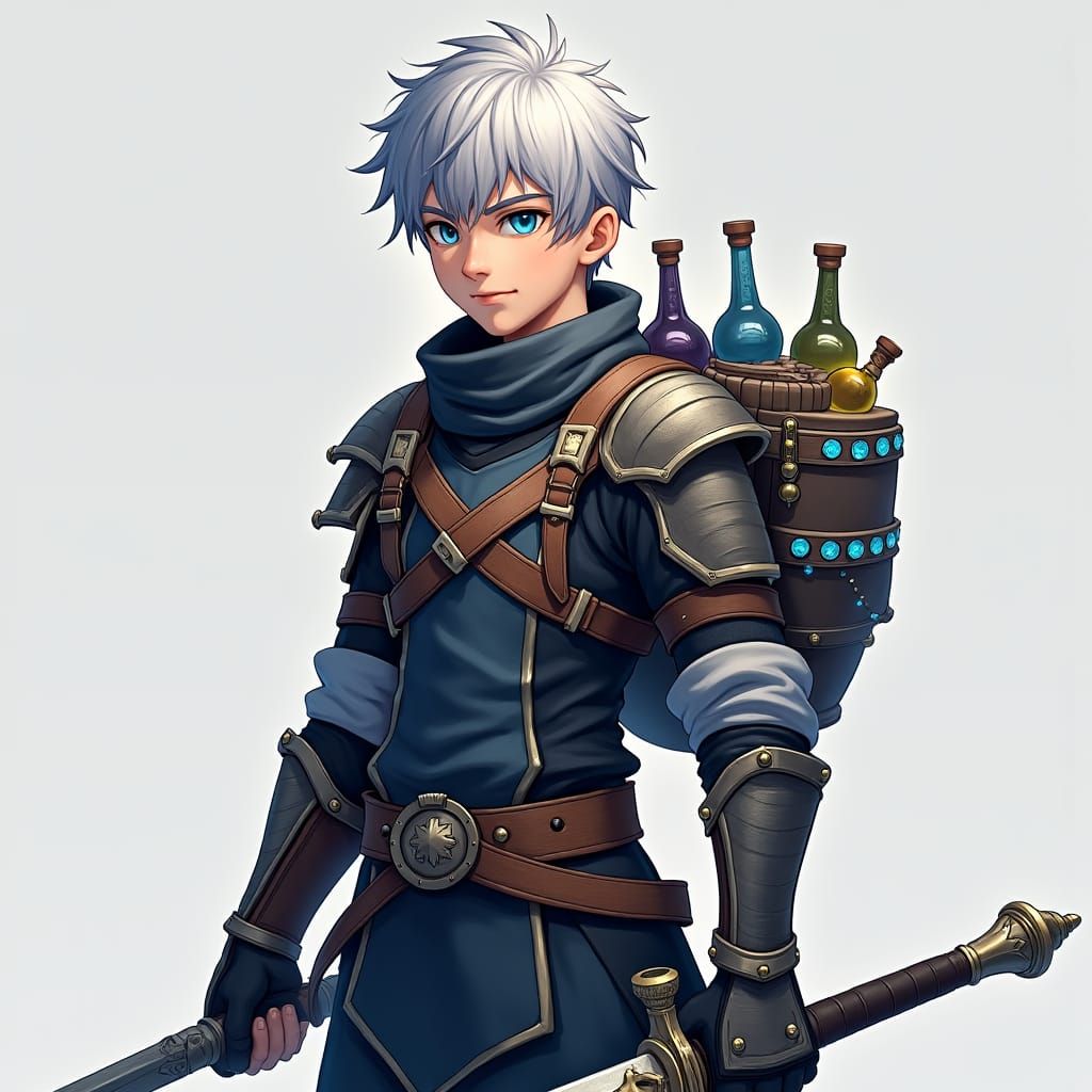 Adventurer Kaito Ready for Dungeons, Matte Painting Style