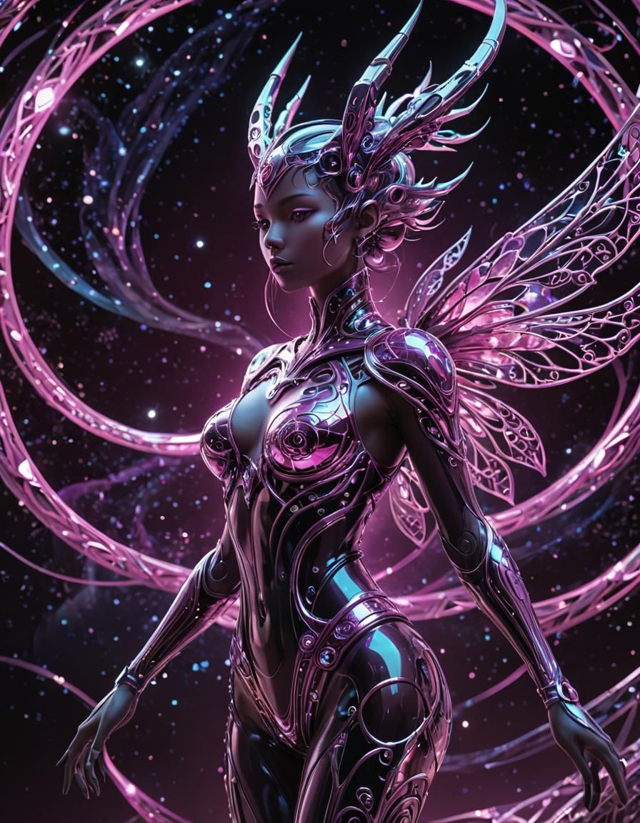 Bioluminescent Celestial Nexus in Digital Anime Style