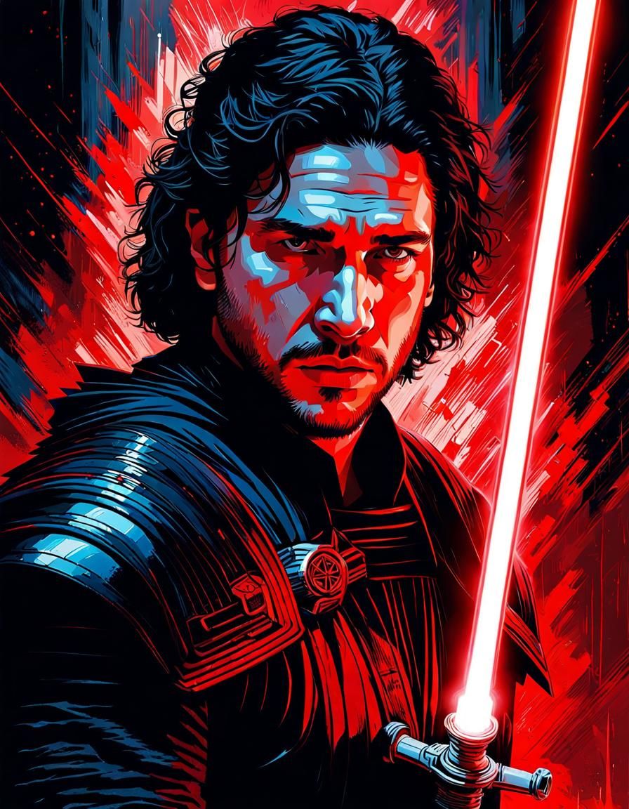 Aggressive Kylo Ren Portrait in Apocalyptic Hall