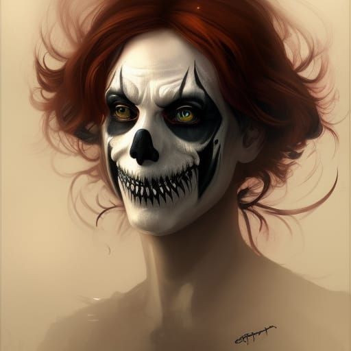 Grim Reaper as Clown: Detailed Digital Portrait