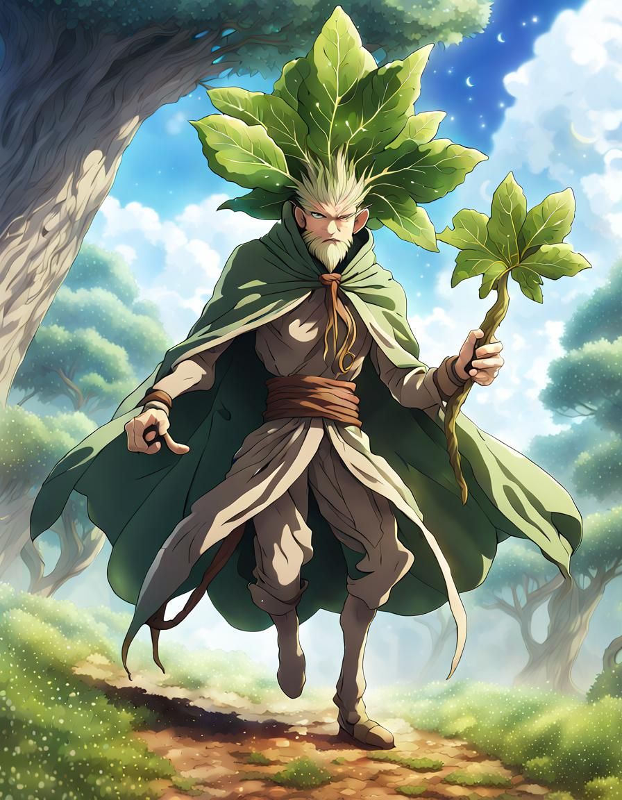 Anthropomorphic Mandrake Wizard Charging Into Battle