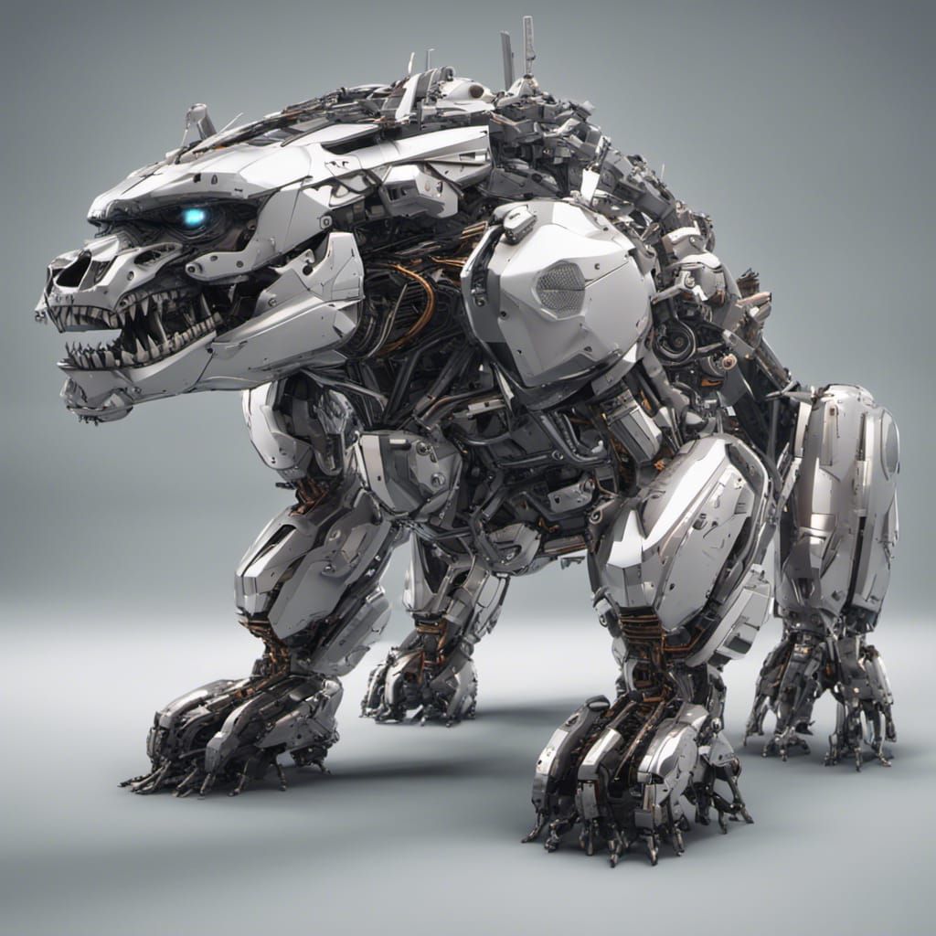 Gorilla Shark Mech Fusion in Sci-Fi Style