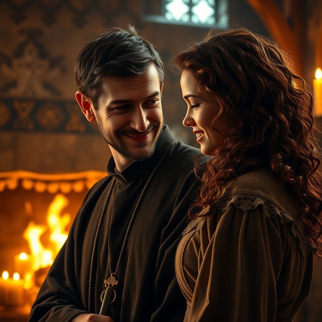 Benevolent Archbishop in Medieval Fantasy Scene