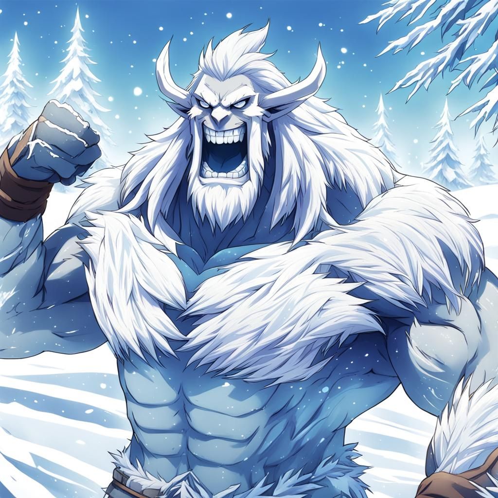 Smiling Frost Giant in Anime Style