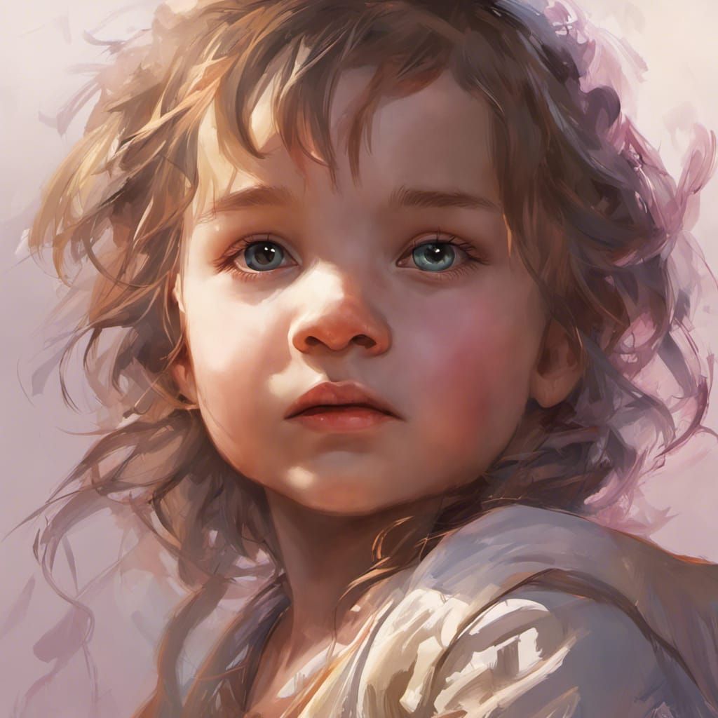 Hyperdetailed Portrait of Baby Girl in Art Nouveau Style