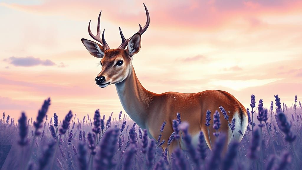 Serene Deer in Dreamy Watercolor Fusion