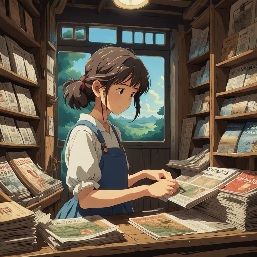 Girl Buys Newspapers: Studio Ghibli Style