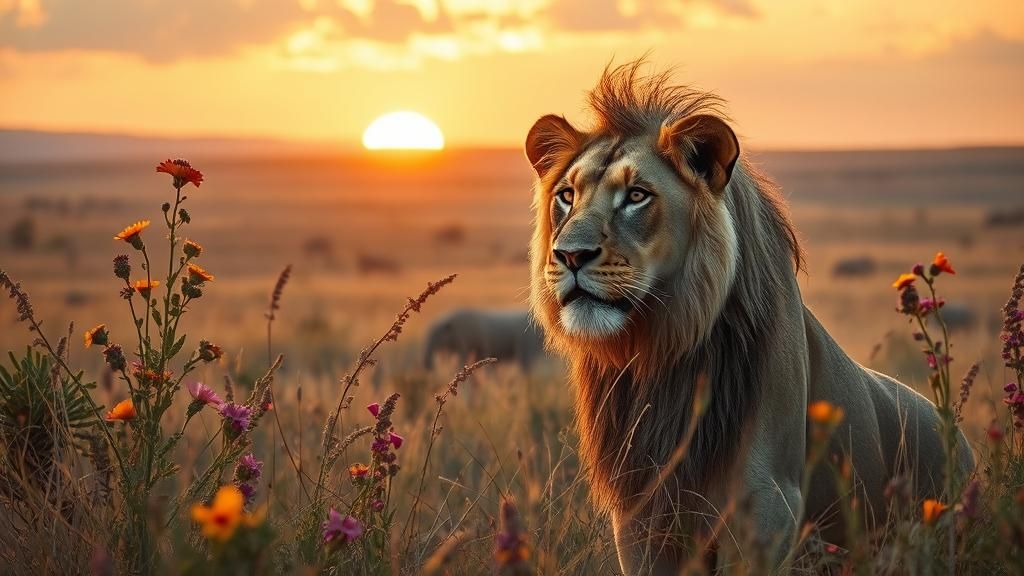 Lioness in Savannah: Oil Painting Style