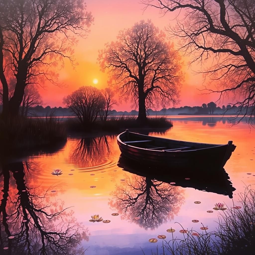 Ethereal Misty Lake: A Watercolor Dreamscape