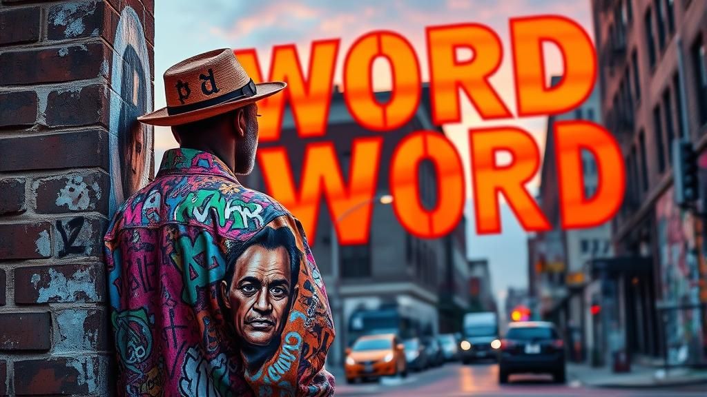 Street Artist Painting Portrait with Graffiti Art