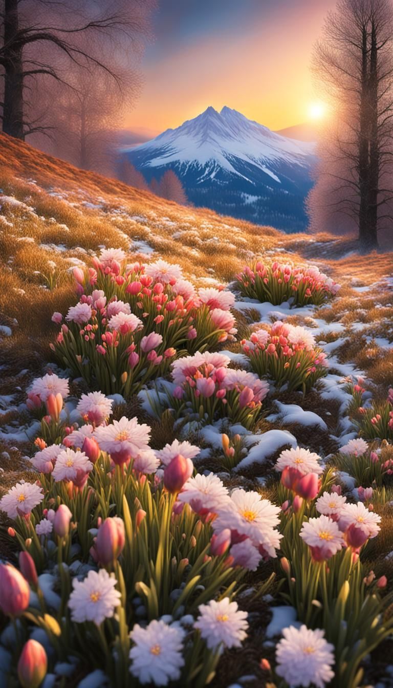 Mountain Spring: A Detailed Landscape of Renewal