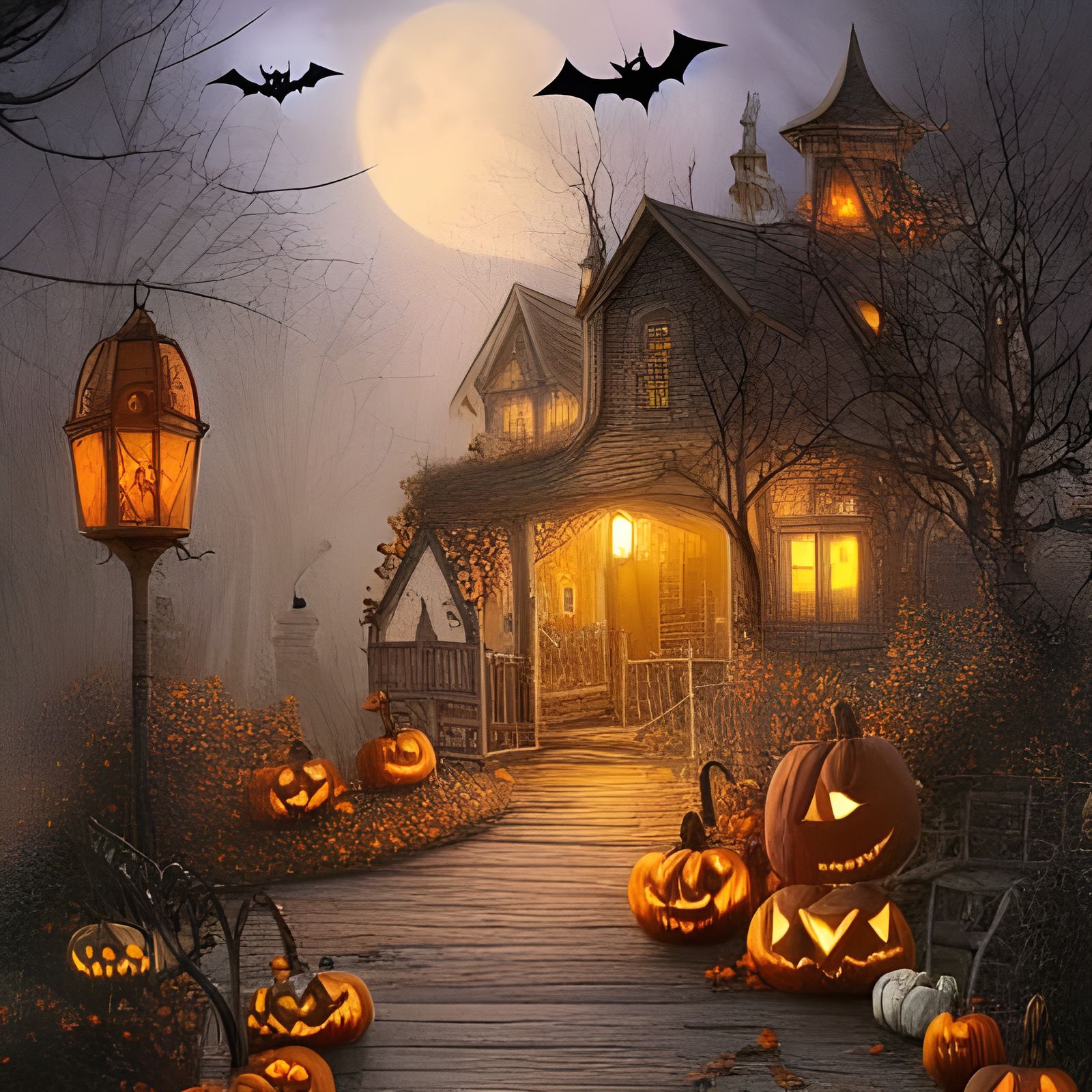 Whimsical Halloween Village in Cottagecore Style