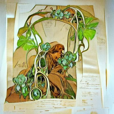 Vintage Art Nouveau Illustration in Mucha Style