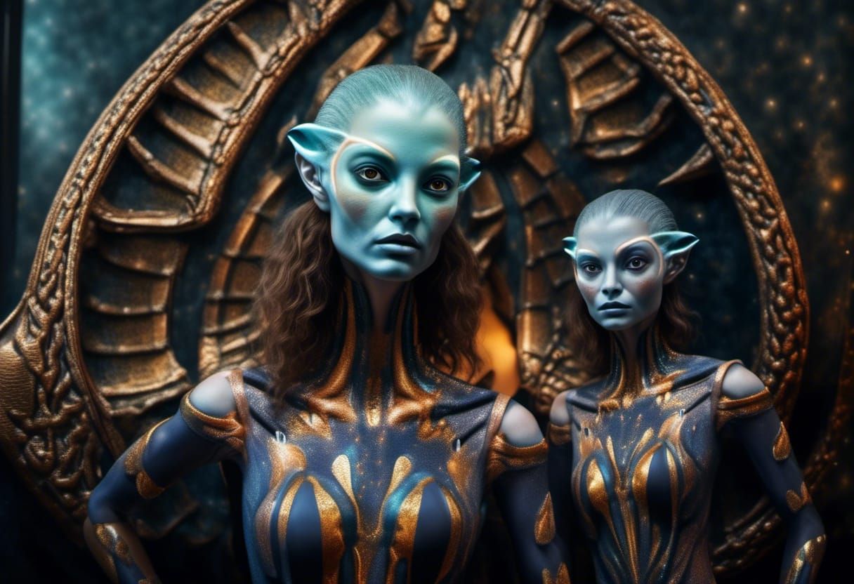 Hyperrealistic Alien Party Portrait with Magical Realism