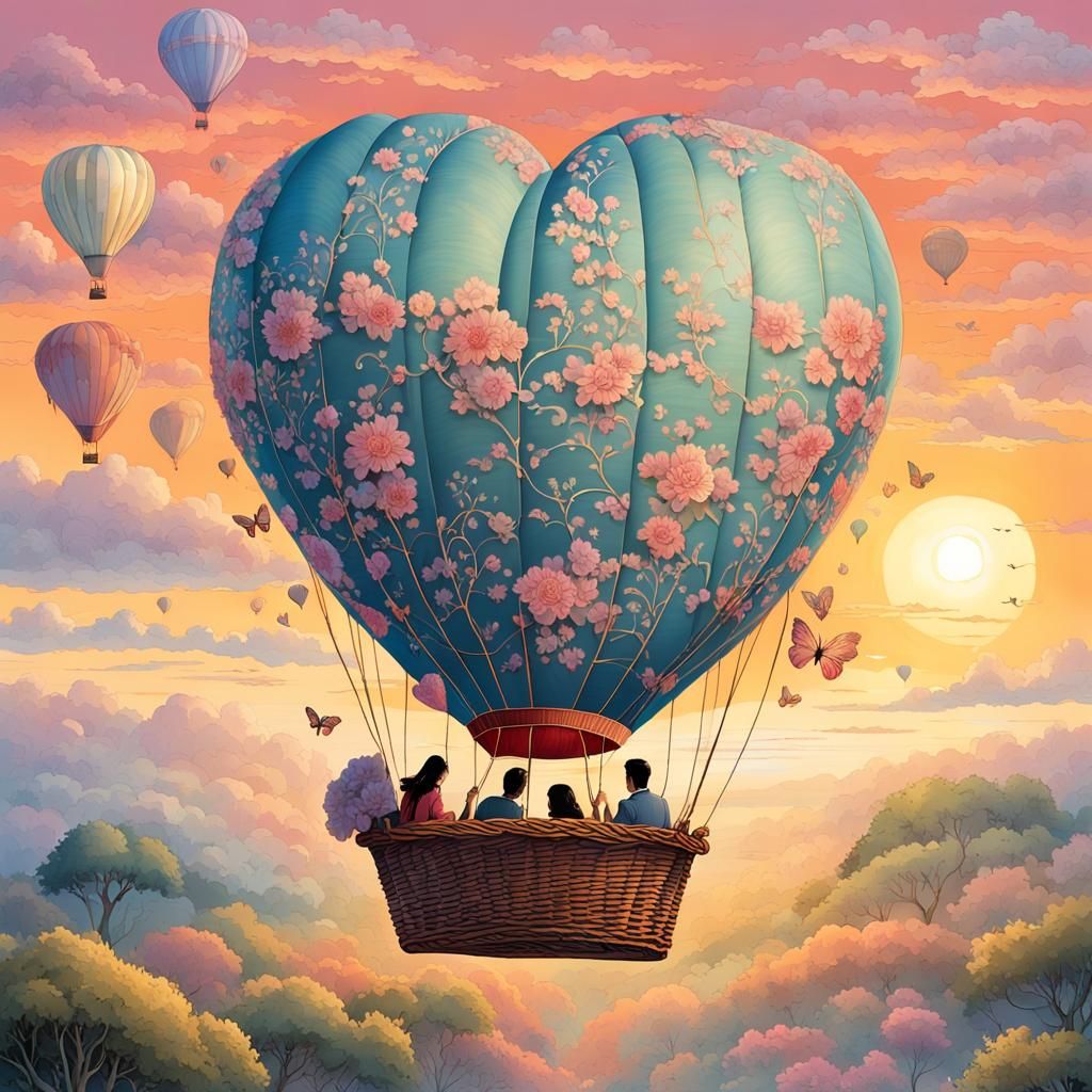 Heart Balloon Over Countryside: a Matte Painting