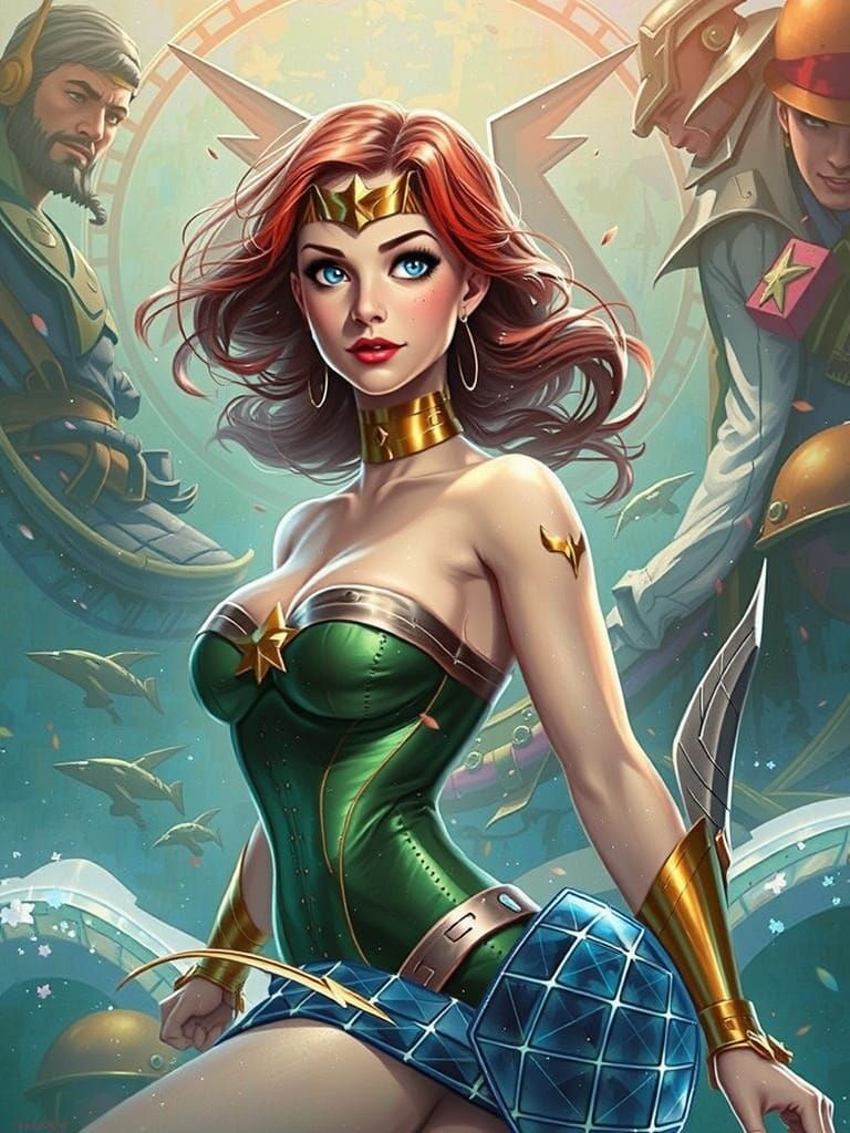 Spectacular Anime Superheroine Movie Poster in Midjourney St...